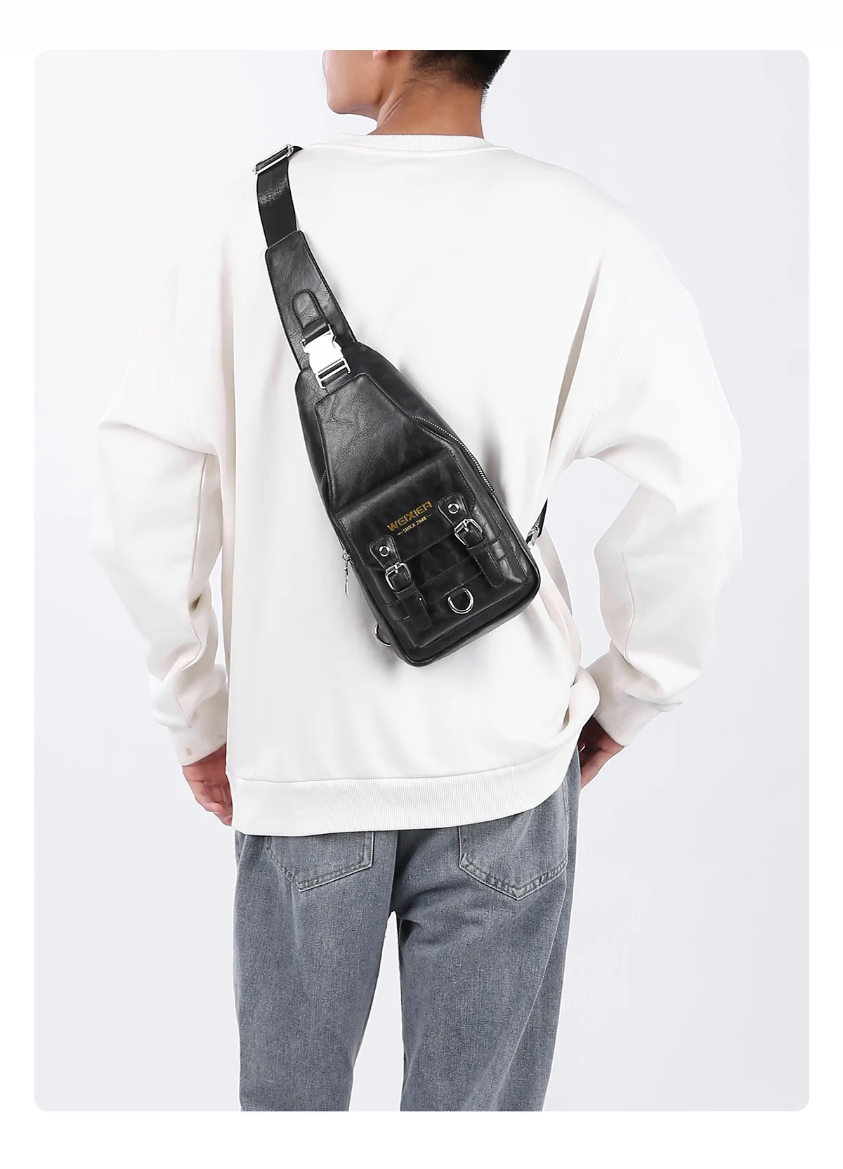 New Men's Crossbody Bag, Trendy and Versatile, Large-capacity, High-end, Simple and Fashionable, Water-resistant Chest Bag