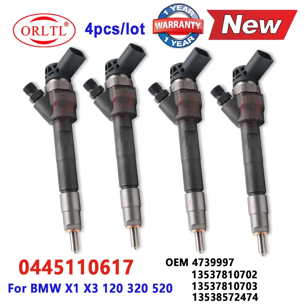 4PCS 0445110616 Diesel Fuel Injector 0 445 110 616 for BMW X1 X3 120 320 520 OEM 13 53 7 810 702 Nozzle 13 53 7 810 703
