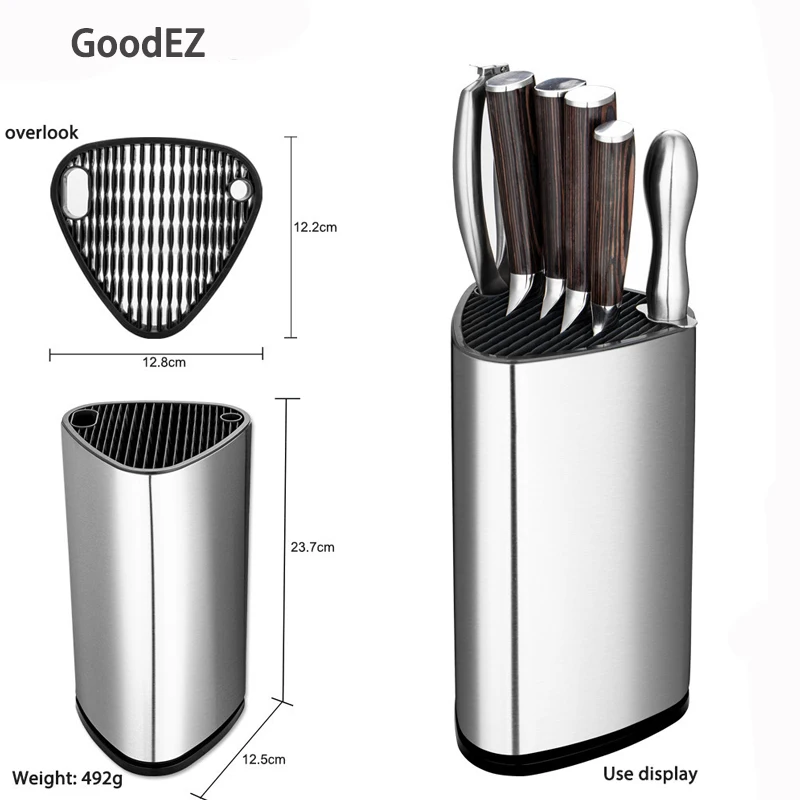 

GoodEZ Stainless Steel Knife Block Storage Kitchen Knives Holder Sharpener Scissor Organizer for knives Display Stand Knife Rack