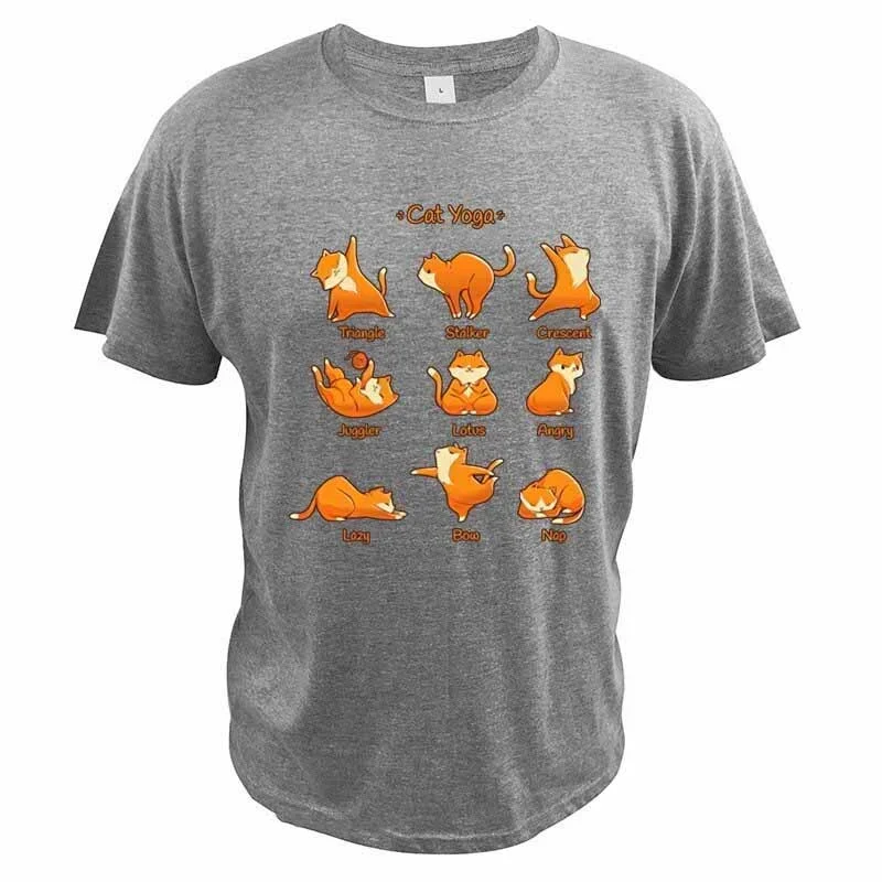Cats Cute Animals Lovers Doing Sport T-Shirt Crew Neck Digital Print Best Casual Comfortable T Shirt Cotton Tops Men's Clothing image 2