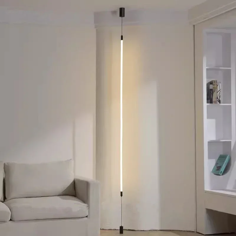 Modern Bedside Lamp Minimalist Slim Line Floor Light for Living Room Foyer Creative Woven Fiber Silicone Ceiling Pendant Fixture