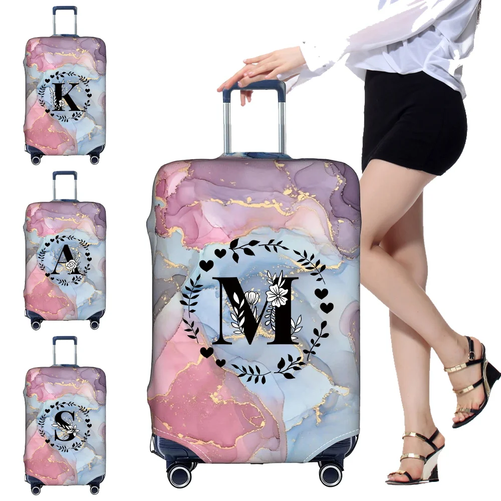 Luggage Cover Travel Suitcase Protective Cover Dust-Proof Thickened Elastic Fabric for 18-32inch Baggage Case Garland Letter