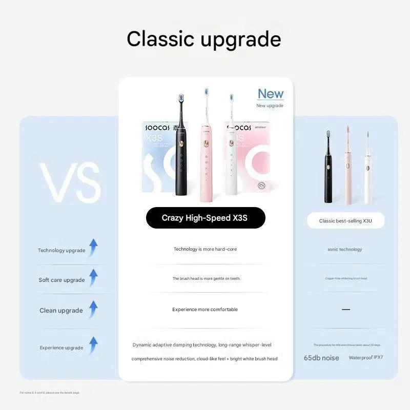 For soocas X3S sonic soft-bristle electric toothbrush 3-mode fully automatic charging suitable for adults