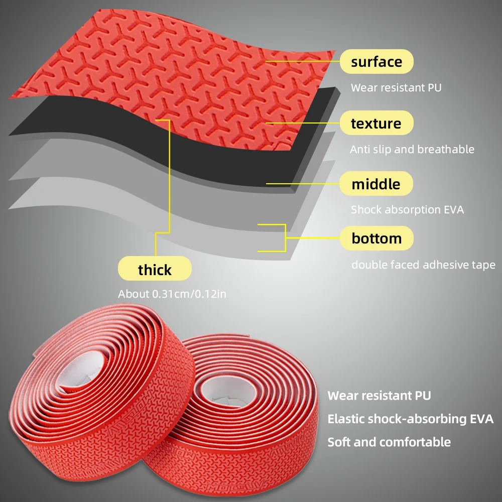 MOTSUV Road Bike Handlebar Tape Cycling EVA Soft Winding Handle Bandage Anti-slip Shock Absorption Speed Bicycle Accessories
