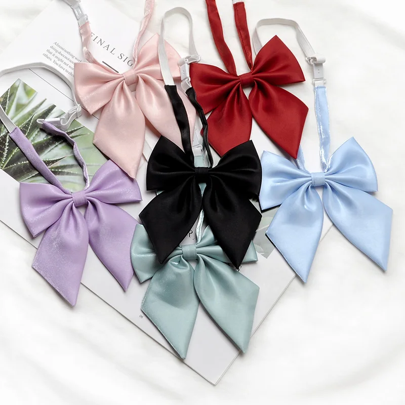 Fashion School Girls JK Bow Tie Female Japanese Ladies solid Color Bow Tie Student Uniforms Shirts Casual Bank Worker Butterfly