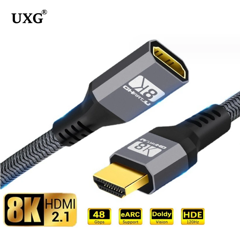 Przedłużacz 8K HDMI męski na żeński 1,5M/2M/3M HDMI 4K 3D 2.1v 1.4v Przedłużony kabel HDMI do telewizora HD LCD Laptop PS3 Projektor — zdjęcie produktu 5