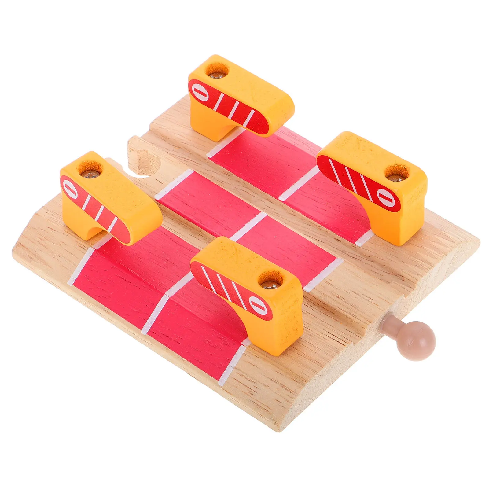 Wooden Train Track Accessories Road Block Station Track Platform Barricade Wood Railway System Educational Train Set