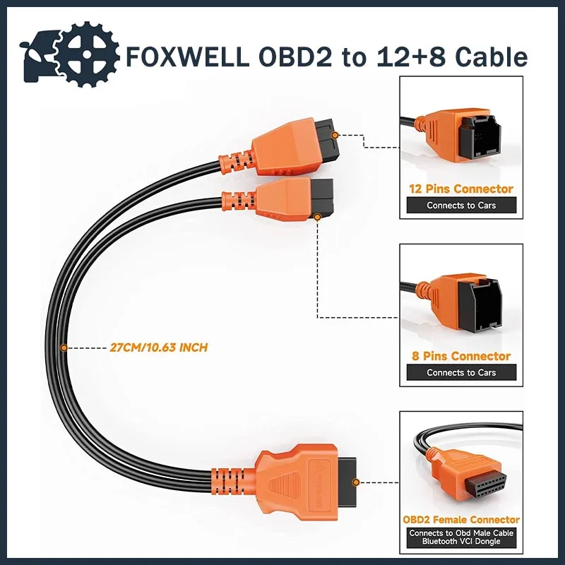 FOXWELL OBD2 to 12+8 Cable Adapter foxwell Cable Connector fit for Chrysler work with NT809/NT809BT/NT809TS/GT60/GT65/GT75