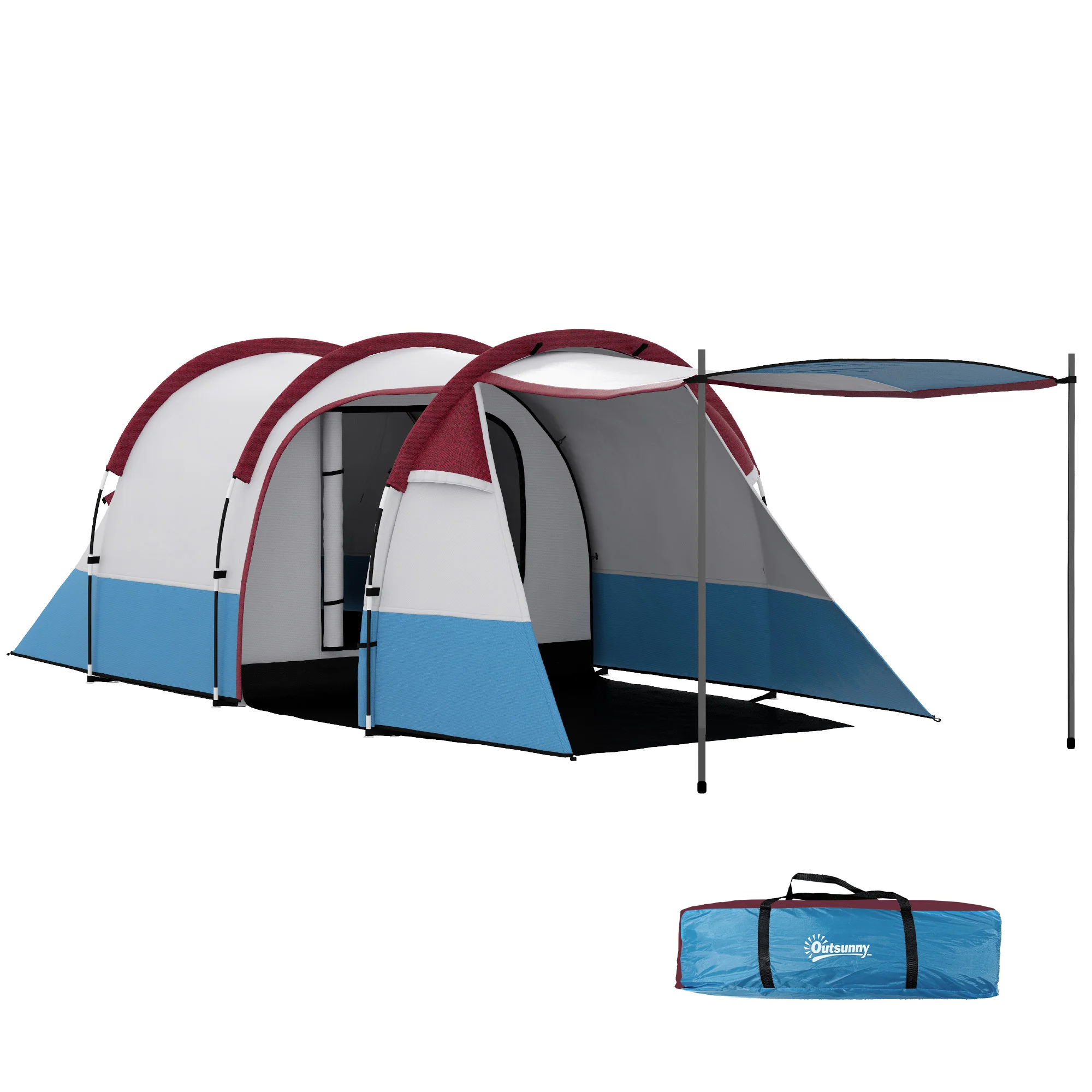Outsunny Tienda de Campaña Familiar para 3 Personas 420x200x150 cm Multicolor