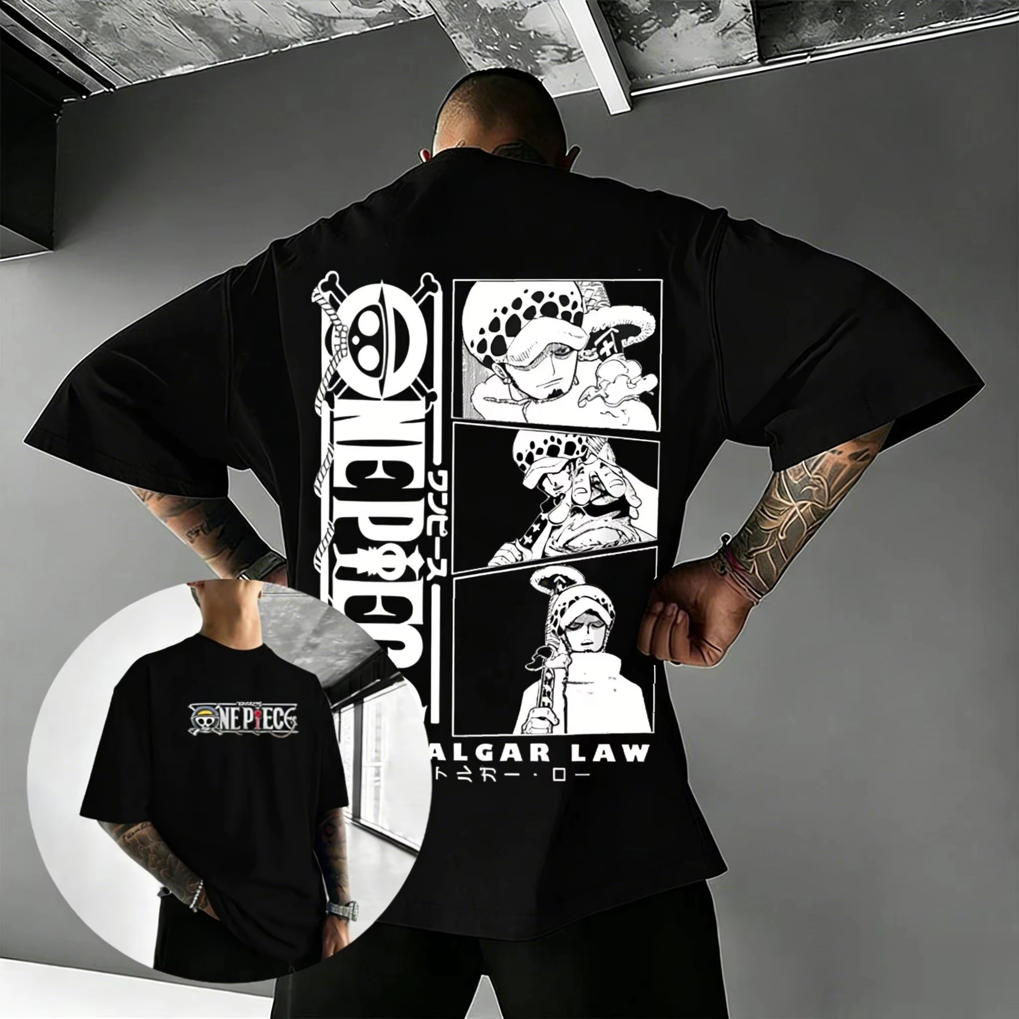 ONE PIECE White Beard Edward·Newgate Printed T-shirt Men's and Women's T-shirt Men's Top Sports T-shirt Men's T-shirt Harajuku