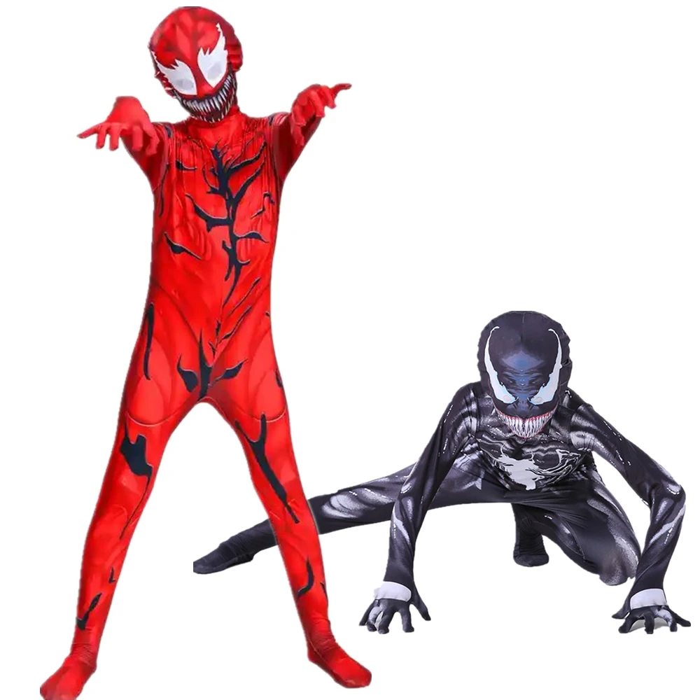 Venom Superhero Jumpsuit Tights Boys Cosplay Costumes Kids Adults Bodysuit Spandex Zentai Suits CARNAGE RIOT Eddie Brock