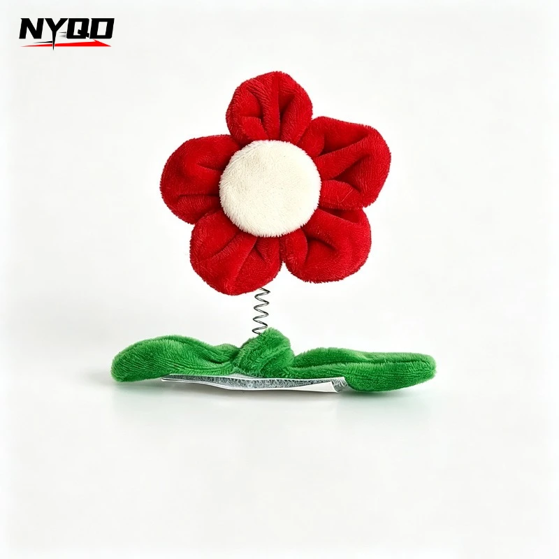 Cute Plush Spring Wobble Flower Helmet Decoration, Magic Tape Removable Ornament for Motorcycle Scooter Helmet