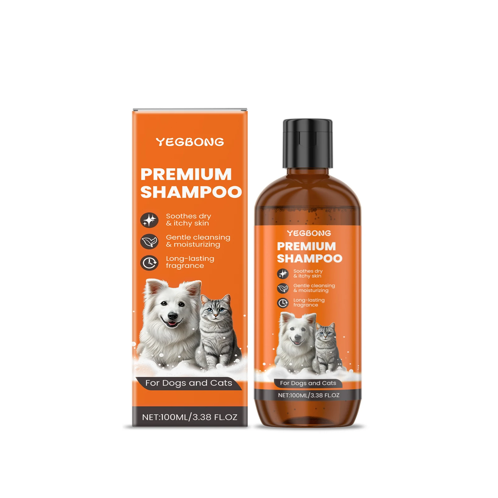 Pet Shampoo for Dogs & Cats Deep Cleansing Pet Skin Remove Odor Control Relieve Itching Keep Ph Balance Fluffy Soft Shower Gel