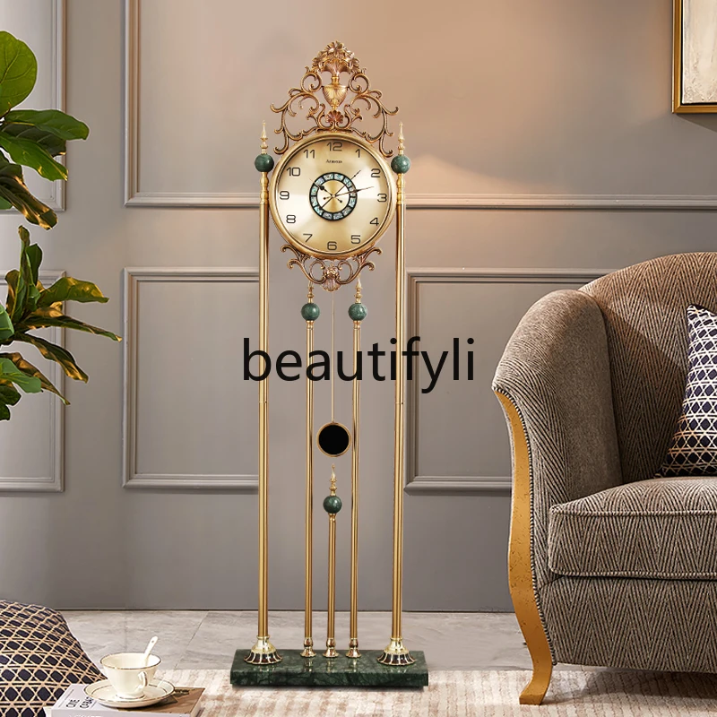 Light luxury floor-to-ceiling clock ornaments Decorative clock European-style villa Luxury display Standing clock