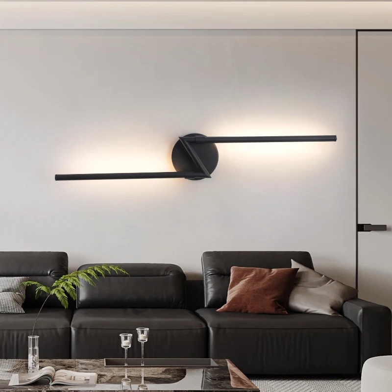 Lampe murale à télécommande sans fil, à intensité variable, LED moderne, finition noire, 70 cm, éclairage décoratif