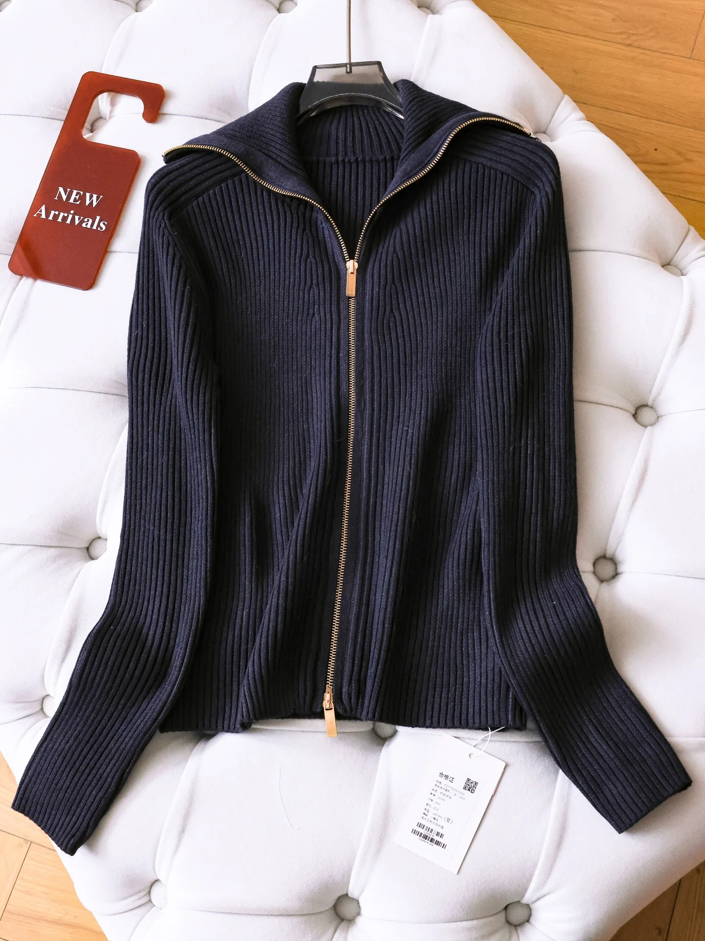 

Slim Fit Pure Color Long Sleeve Zipper Cardigan Sweater Commute Women's Knittedwear Casual Style Medium Softness Q384