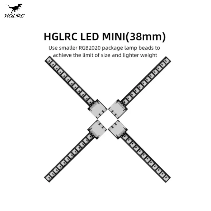 HGLRC LED MINI (38mm) / LED LITE (25mm) RGB2020 12 Diody LED 38X7X5mm do Samolotów RC, Dronów FPV Freestyle, Części DIY