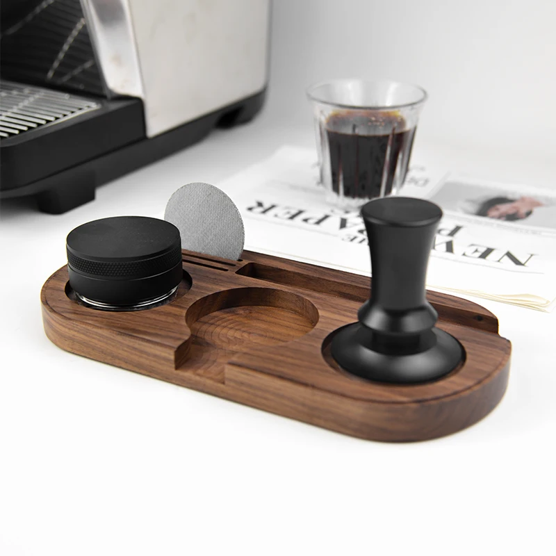 Stazione di pressatura per caffè espresso in legno Supporto per distributore di pressino adatto per 51mm 54m 58mm Portafiltro Accessori per caffè Barista