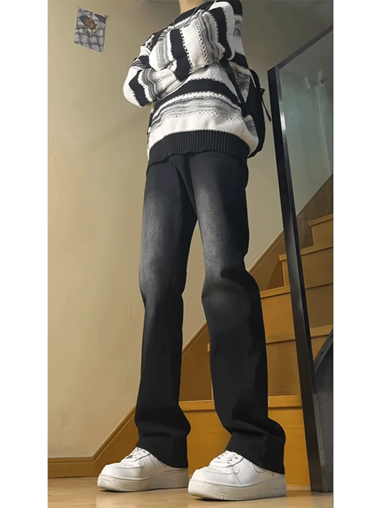 

Джинсы Bla adient Bell Bot для мужчин, весна-осень, уличный стиль, прямые, облегающие, удлиненные, из хлопкового денима