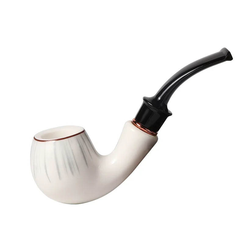 9mm Flue Ceramic Bent Smoking Pipe Portable and Washable Pipe With Built-In Filter Element