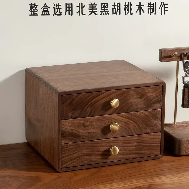 North American Black Walnut Tea Storage Box Dovetail Joint Wooden Container for Wenwan Buddha Beads Bracelet Pendant Jewelry