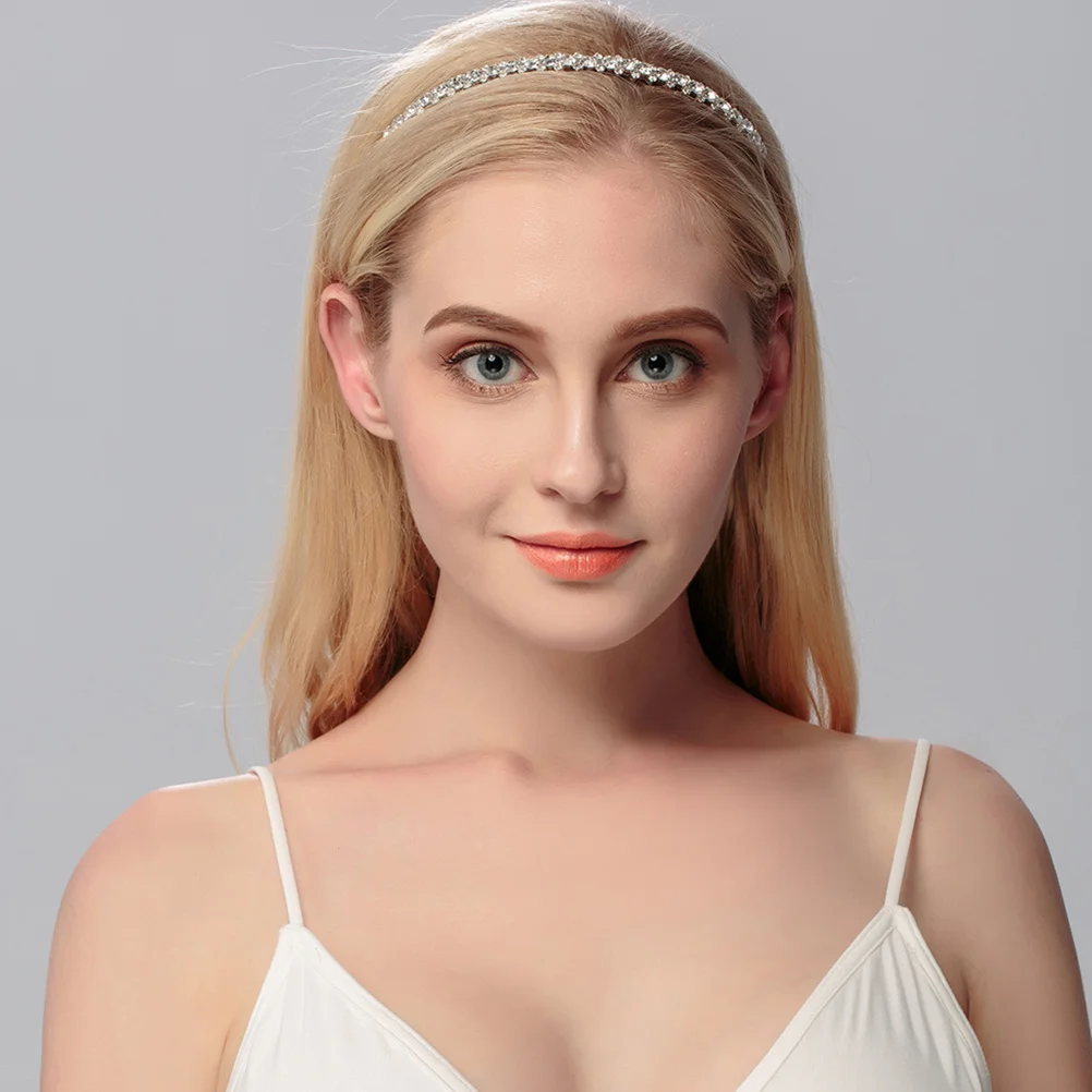 FOMIYES 1pc Rhinestone Headband Wedding Bridal Hair Jewelry Silver Crystal Alloy Headdress for Bride Cuffs Wear