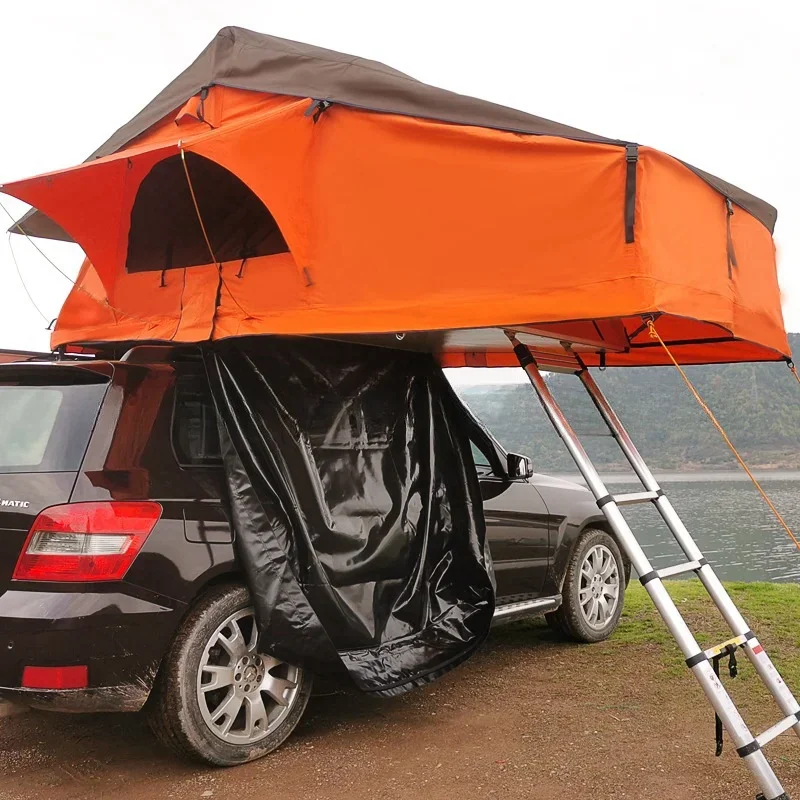 Outdoor 1-3 Person Camping Waterproof Car Rooftop Tent Foldable Travelling Polycotton Car Roof Tent