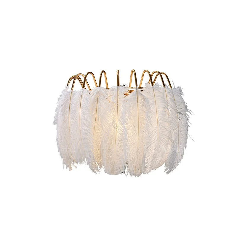 Feather Wall Lamp Homestay Feather Bed Lamp Background Wall Atmosphere Corridor Including Light Source