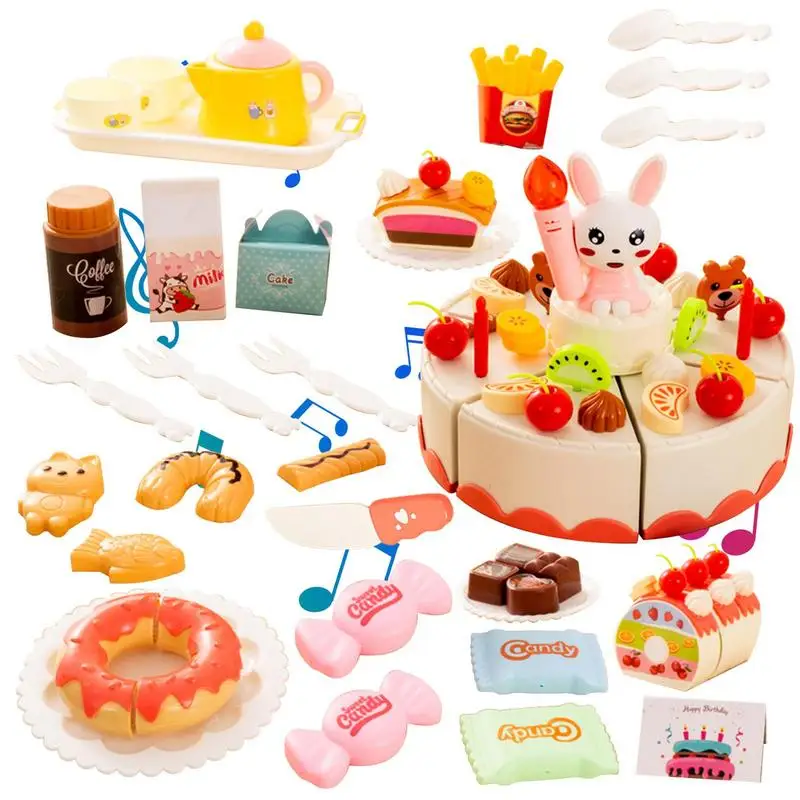 

Interactive Pretend Play Food For Kids Birthday Cake Toddler Tea Party Toy Light DIY Donut Ice Cream Food Model Girls Gift