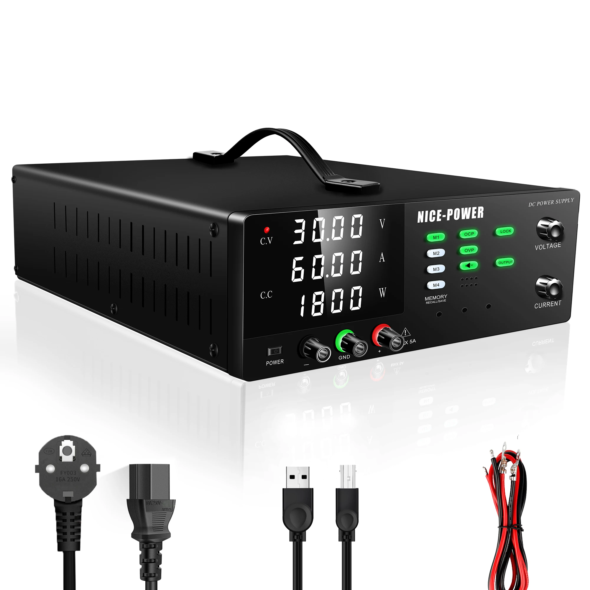 60V 30A 1800W Switching Power Supply OVP OCP Storage Memory R-SPS6030S Batter Charger AC DC Voltage Regulator SMPS