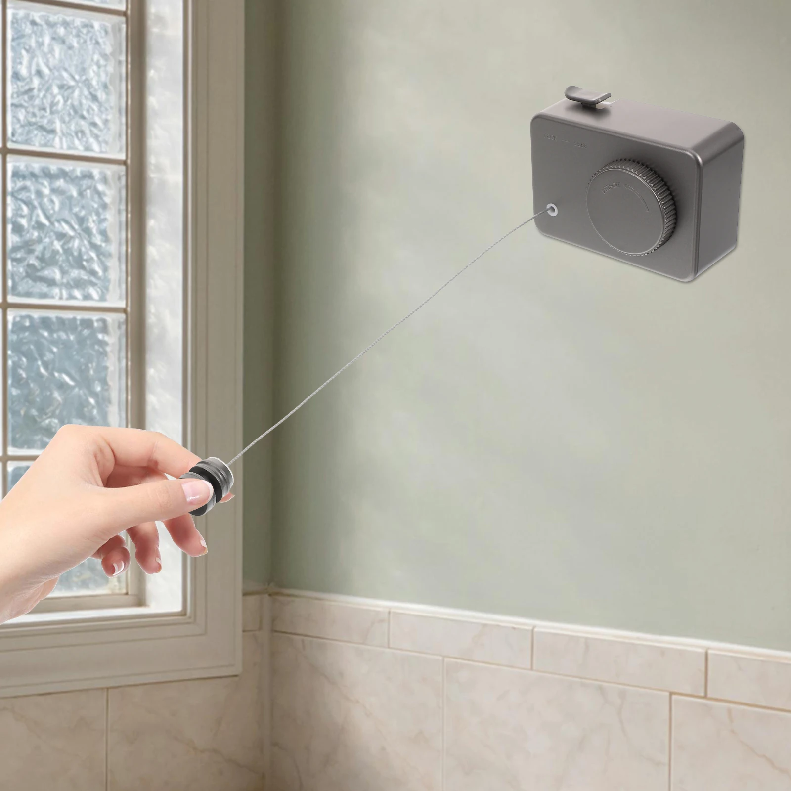 

Invisible Clothesline 304 Stainless Steel Wall Mount Retractable Indoor Outdoor Rope Adjustable Length Portable Hotel Use Space