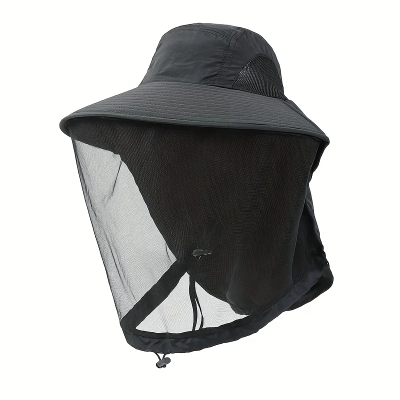 UV-Schutzhut mit Gesichtsmaske, atmungsaktiv, Insektenschutz, breite Krempe, Angelhut, Outdoor-Sport, Natur, Wandern, Camping, Netzhut