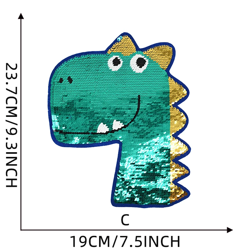 Fashion Dinosaur Sequin Patches for Clothes T-shirt Color-changing Patch DIY Children\'s Clothing Manual Sewing Patch Appliques