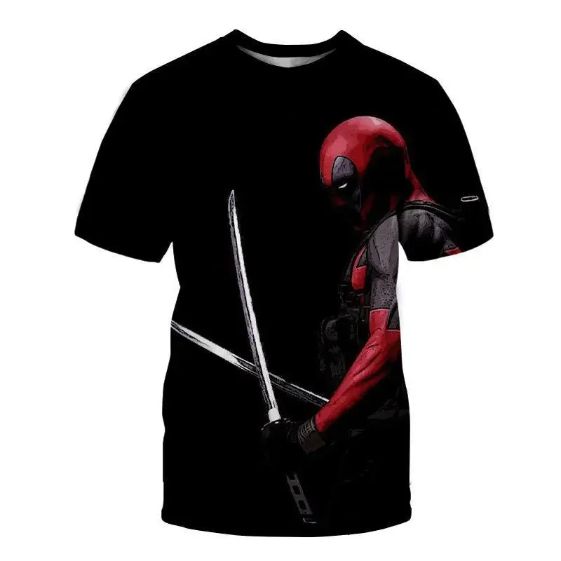 2024 Summer Hot-selling New 3D Printing Deadpool Pattern Top Sports Full Women\'s Short-sleeved Crew Neck Quick-drying T-shirt