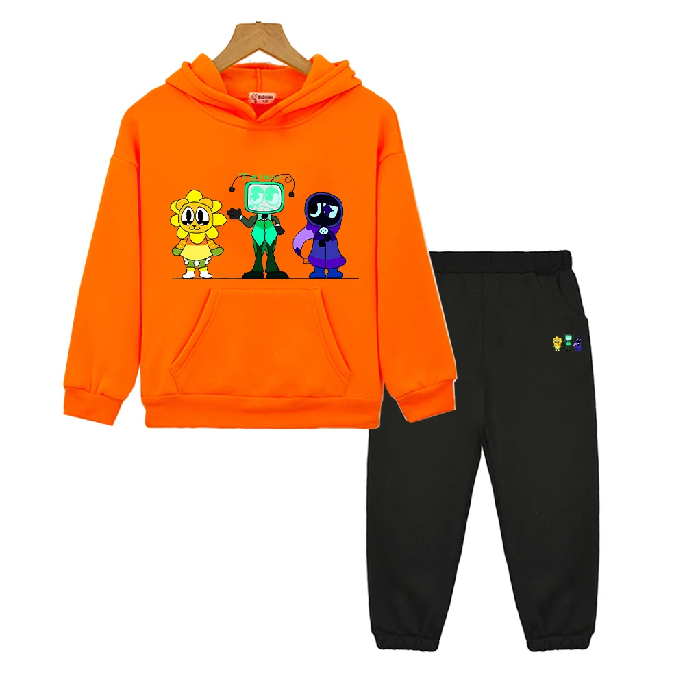 boy girls Sports Hooded Sets Dandys World anime hoodie Fleece sweatshirt Cartoon jacket 2pcs pullover+Pant kids boutique clothes