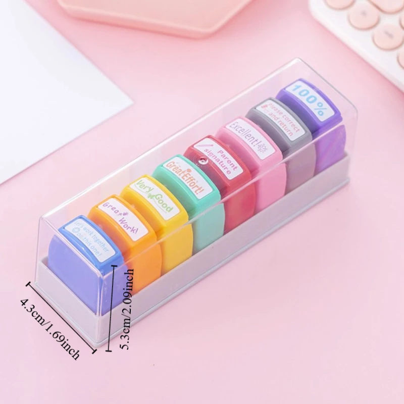 8pcs/set Homework Correction Teacher Encouraging Stamp Commentary Time Saving Positive Reviews Grading Stamp Signature