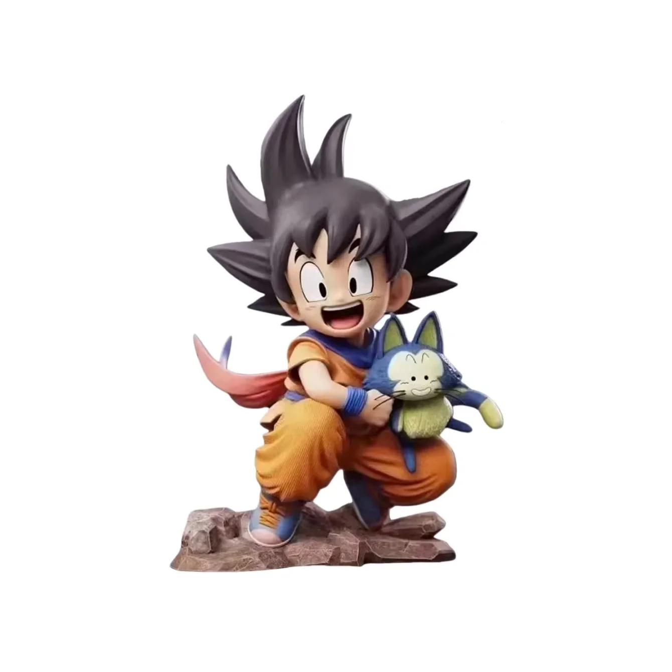 Z Kid Goku Figur mit Puar – Sammlerstück PVC-Statue in Hockposition, Anime-Charaktermodell für Fans
