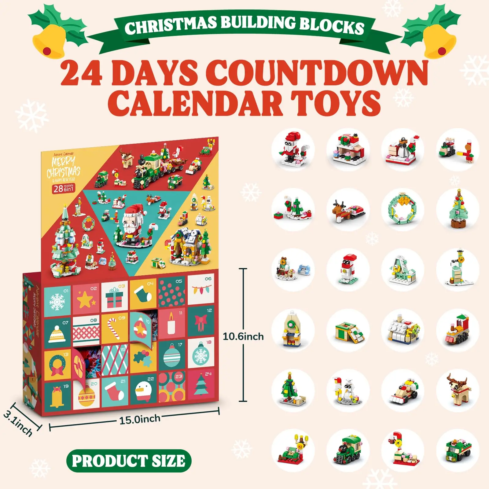 2024 Christmas Series Building Blocks Box 24Days Christmas Advent Calendar DIY Nutcracker Santa Claus Bricks Model