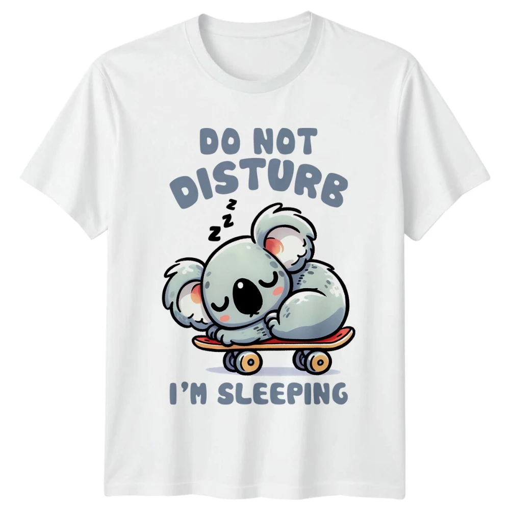 لا تزعج أنا النوم كوالا سكيت مضحك النوم تي شيرت للجنسين القطن قصير الأكمام موضة تي شيرت غير رسمي بلايز #1
