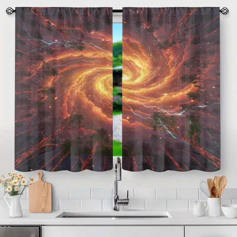 Dramatic Abstract Cosmic Nebula Galaxy Curtain Drapes Window Treatment Celestial Universe Art Home Decor Translucent Curtains So