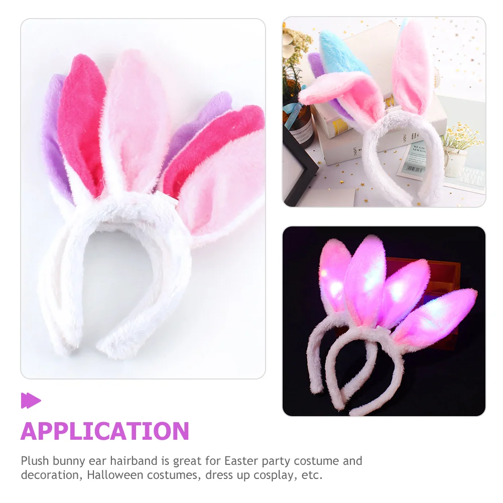 3 Pcs Glowing Bunny Ears Girls Accessories Headbands Hair Party Ties Luminous Hoop Shine