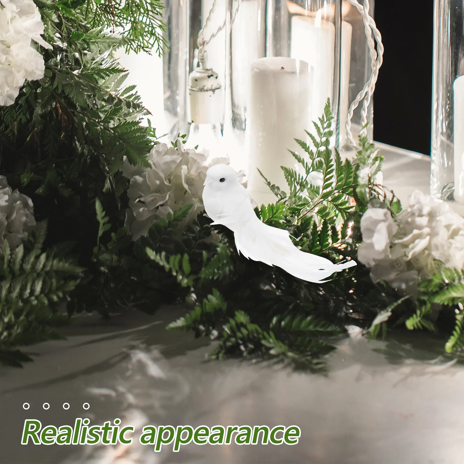 

6 Pcs Miniature Doves Feathered Bird Ornaments Pictures Wall Decor Artificial Realistic Birds