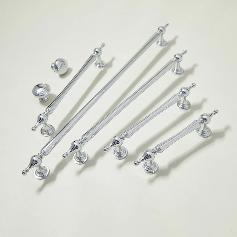 Luxuriöser Französischer Stil, Einfacher Verchromter Silberner Schubladen- und Einloch-Schrankgriff aus Reinkupfer, Kleiderschrankgriff aus Reinem Kupfer – Detail 2