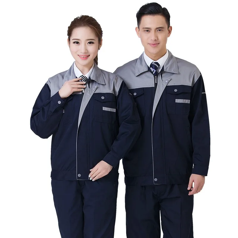 Spring and Autumn Work Clothes Labor Protection Work Clothes Color-blocked Long-sleeved Workshop Clothes Auto Repair Clothes