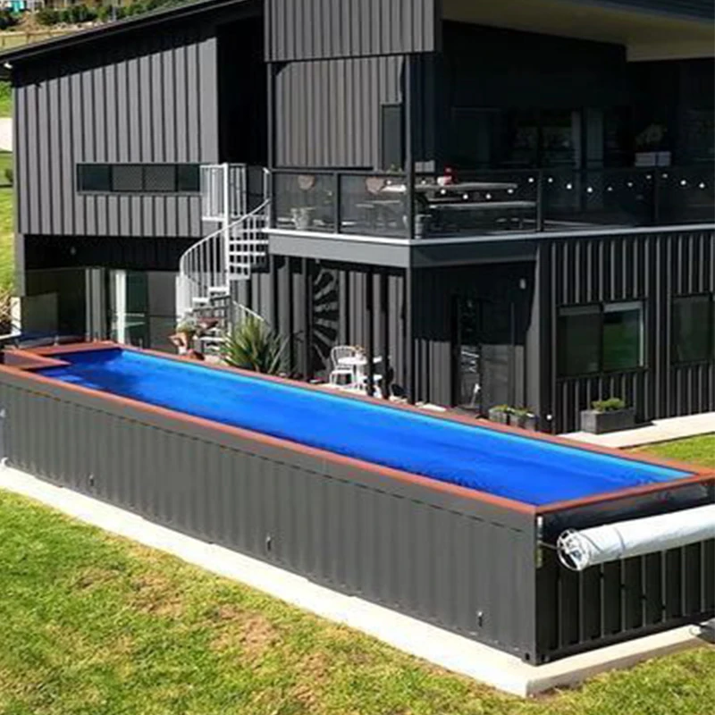 Piscina grande de fibra de vidrio para techo de 8x4 metros, contenedor listo para usar para familias con piscina contenedor de chorro de natación