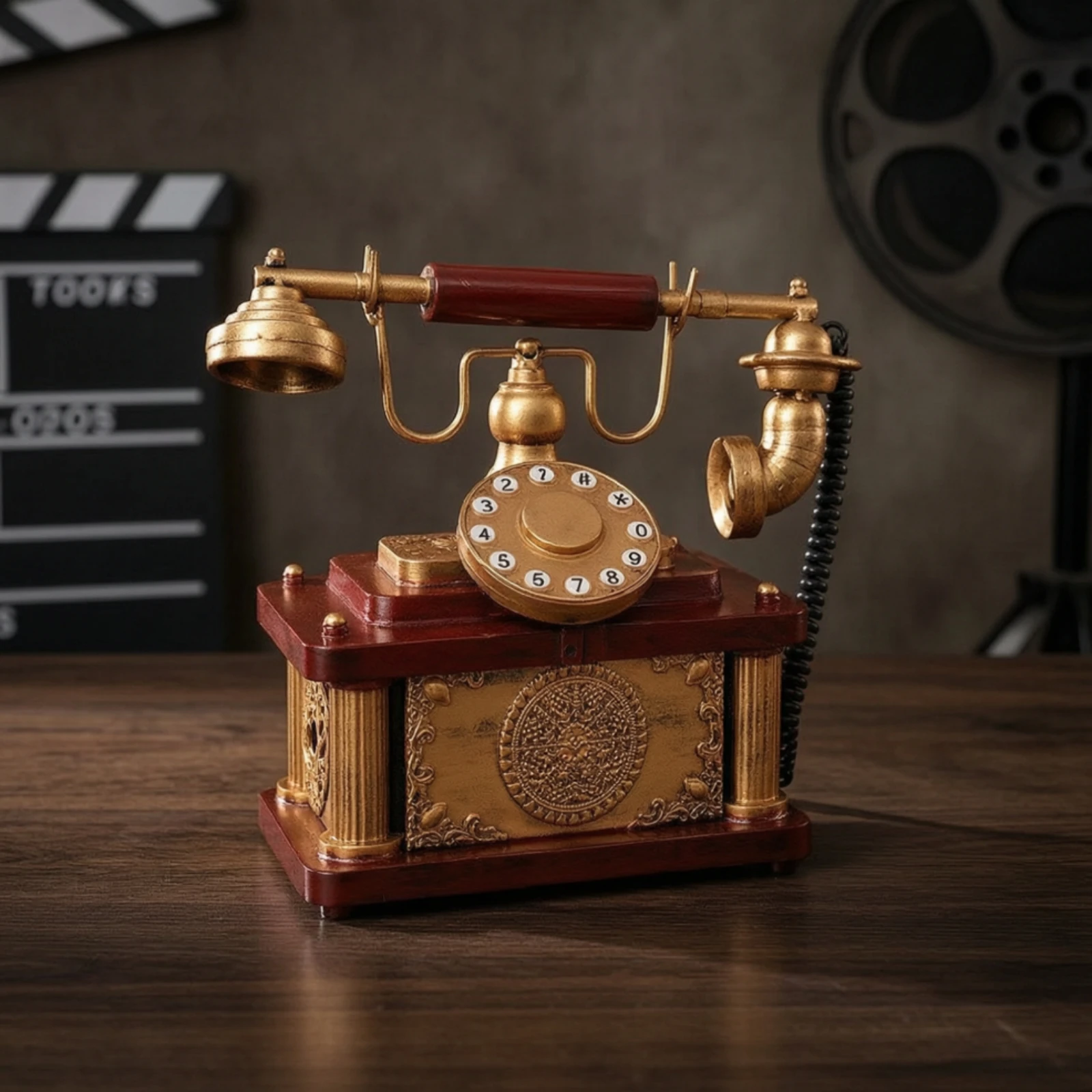Vintage Rotary Telephone Ornament Ornamental Antique Telephone Model Decorative Phone Model Realistic for Decorators, Desk