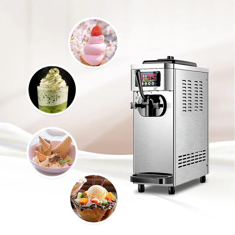 

Ice Cream Machine TableTop 18L/H Soft Ice Cream Machine For Small Businesses Home Maker Rolled Ice Cream Machine