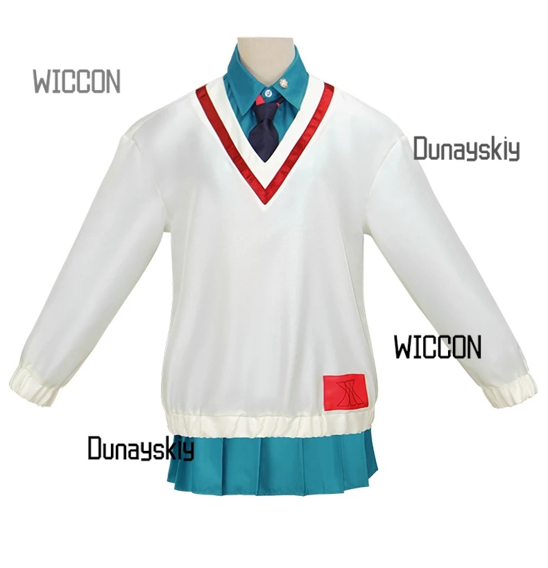 $*() البدلة المتنقلة Hathaway's Flash COS زي Tenzen Ryougi JK زي مدرسي مجموعة أنيمي Mecha فستان أزرق شعر مستعار للهالوين