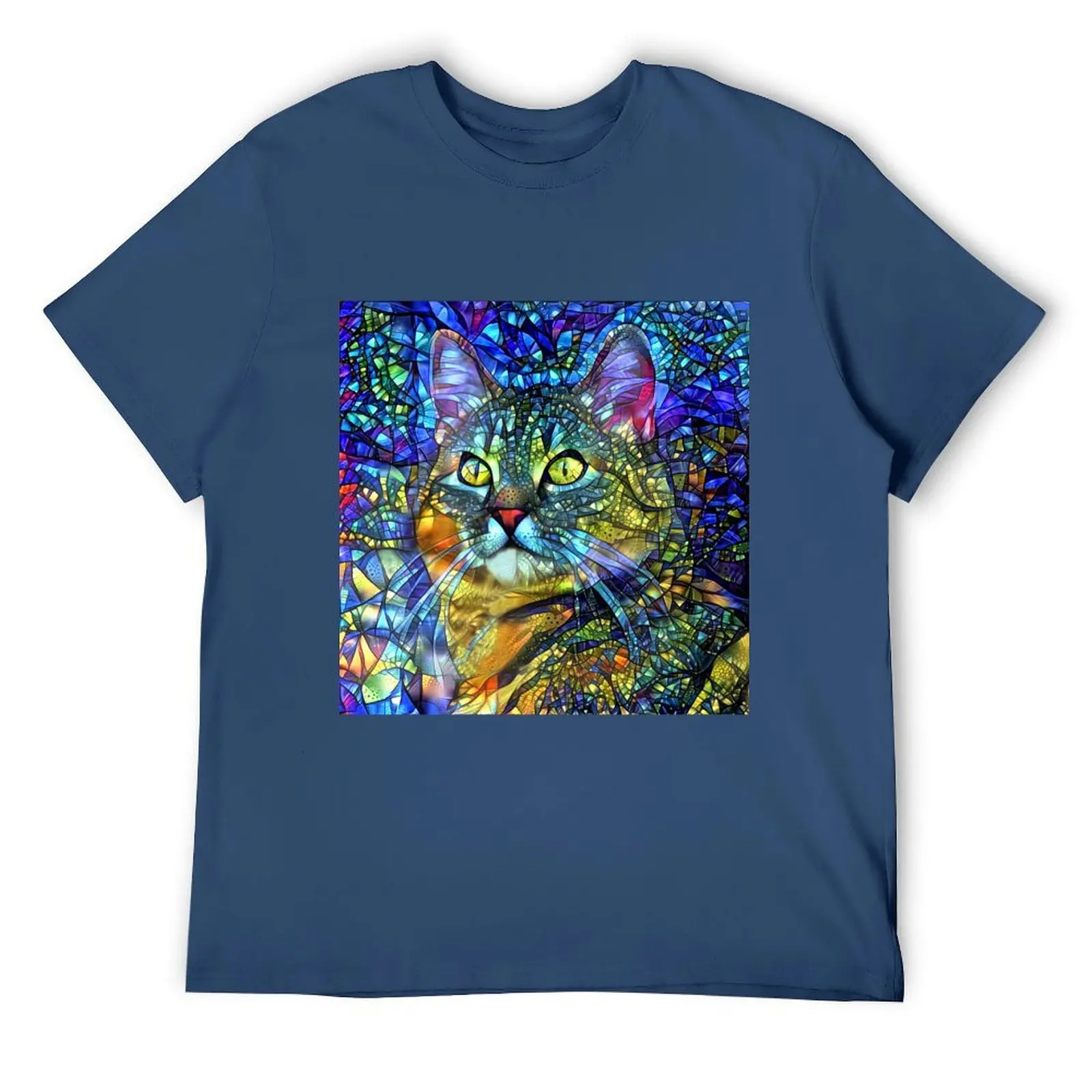 Monet the Stained Glass Cat T-Shirt Luxury man affliction shirts t shirts for men