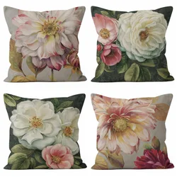 Modern Pink Flowers Series Pillow Gift Home Office Decoration Pillow Bedroom Sofa Car Cushion Cover